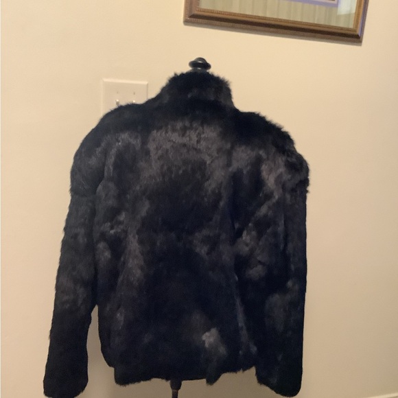 Mademolselle furs vintage L genuine black rabbit fur mob wife quiet luxury coat - Picture 2 of 14